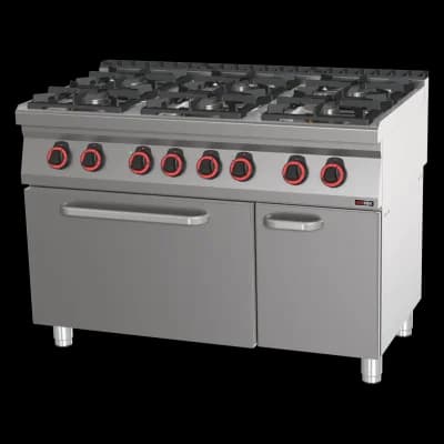Mașină de gătit combinată cu cuptor electric static GN 2/1 - 6x arzător - SPT 70/120 21 GE