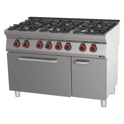 Mașină de gătit combinată cu cuptor electric static GN 2/1 - 6x arzător - SPT 70/120 21 GE