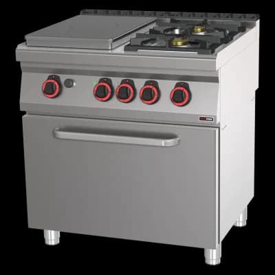 Mașină de gătit gaz cu plită solidă cu cuptor electric static GN 2/1 - 3x arzător - STPT 70/80 21 GE