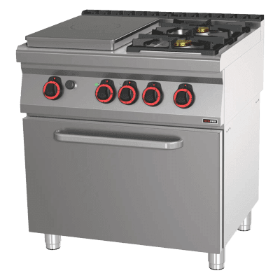 Mașină de gătit gaz cu plită solidă cu cuptor electric static GN 2/1 - 3x arzător - STPT 70/80 21 GE