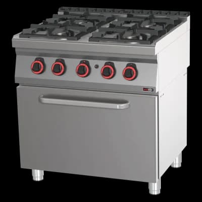 Mașină de gătit gaz cu cuptor gaz static GN 2/1 - 4x arzător ECO - SPBT 70/80 21 G