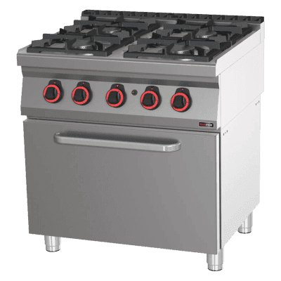 Mașină de gătit gaz cu cuptor gaz static GN 2/1 - 4x arzător ECO - SPBT 70/80 21 G