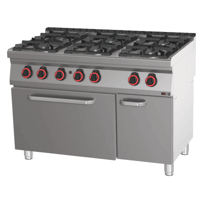 Mașină de gătit gaz cu cuptor gaz static GN 2/1 - 6x arzător ECO - SPBT 70/120 21 G