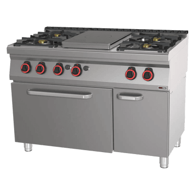 Mașină de gătit gaz cu plită solidă cu cuptor gaz static GN 2/1 - 5x arzător - STPT 70/120 21 G