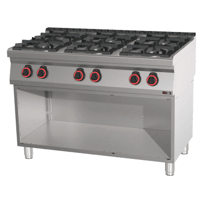 Mașină de gătit pe gaz 6x arzător ECO pe dulap deschis - SPB 70/120 G