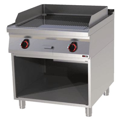 Plită electrică 71x65 cromată striată pe dulap deschis 400 V - FTRC 90/80 E