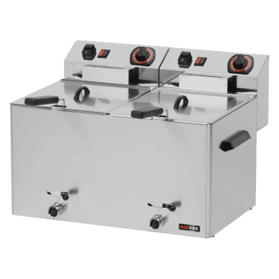 Friteuză electrică 2 coșuri 0,38 kW/l, 8+8 l de masă robinet scurgere 230 V - FE 77 V