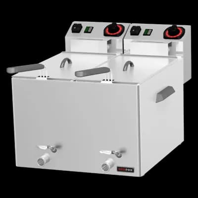 Friteuză pentru pește electrică 2 coșuri 0,43 kW/l, 8+8 l de masă robinet scurgere 230 V - FE 88 V