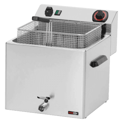 Friteuză electrică 0,74 kW/l, 11 l blat robinet scurgere 400 V - FE 10 T