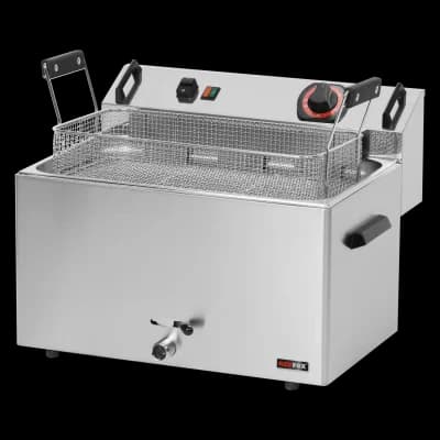 Friteuză electrică 0,56 kW/l, 16 l blat robinet scurgere 400 V - FE 30 T