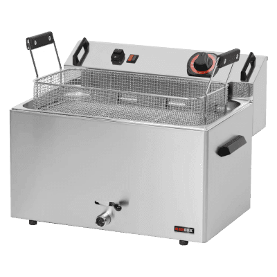 Friteuză electrică 0,56 kW/l, 16 l blat robinet scurgere 400 V - FE 30 T