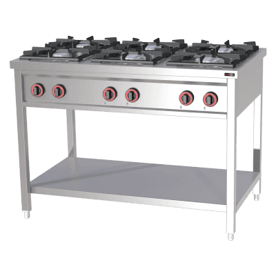 Mașină de gătit pe gaz 6x arzător pe dulap deschis - SPF 120 G