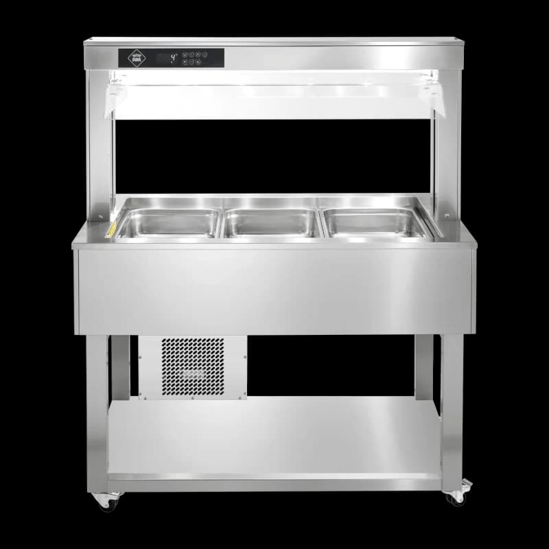 Insulă frigorifică pentru expunere alimente GN 3-1/1 - 200 mm, Inox