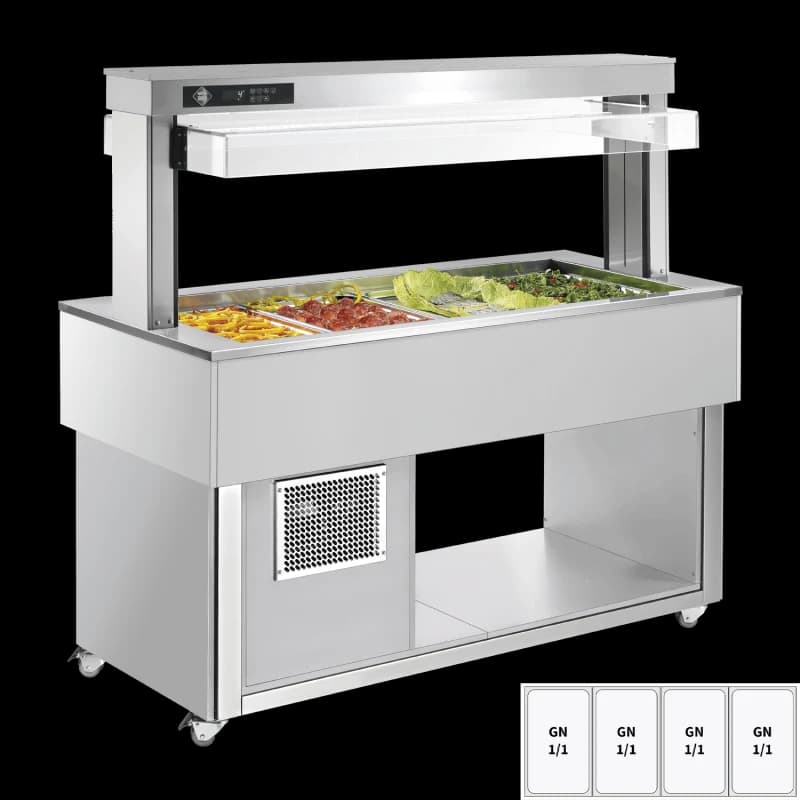 Insulă frigorifică pentru expunere alimente GN 4-1/1 - 200 mm, RAL