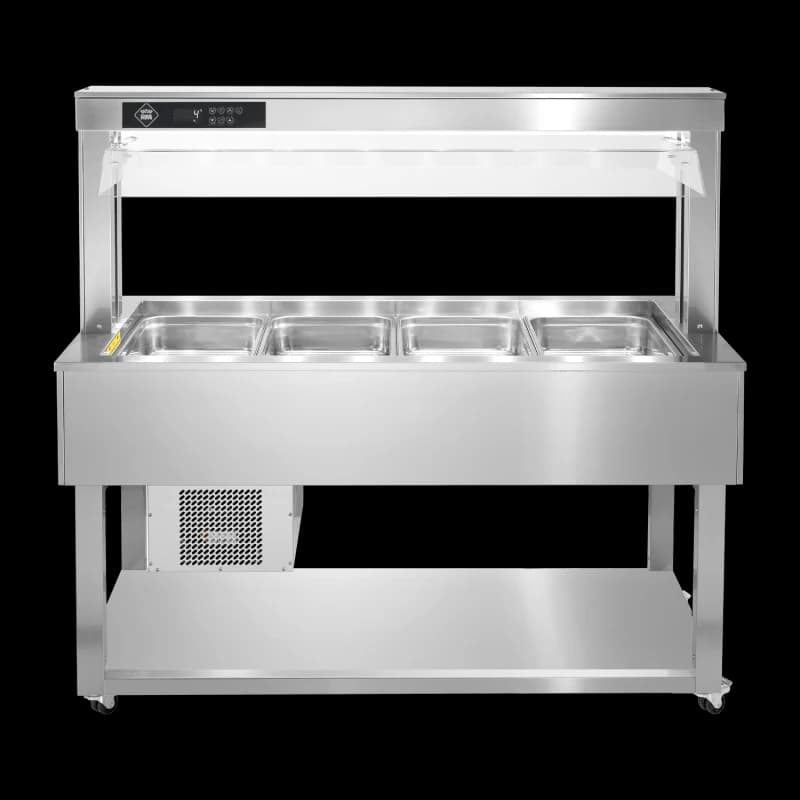 Insulă frigorifică pentru expunere alimente GN 4-1/1 - 200 mm, Inox