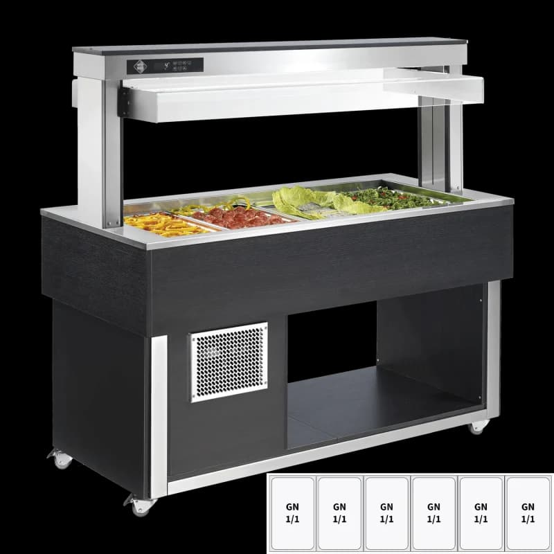Insulă frigorifică pentru expunere alimente GN 6-1/1 - 200 mm, Wenge