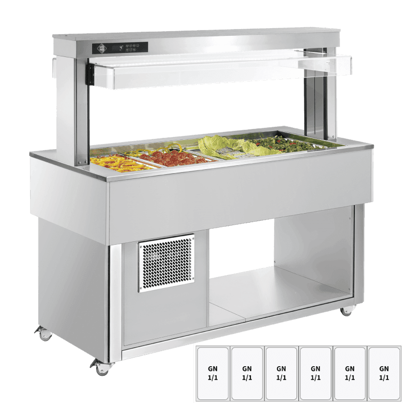 Insulă frigorifică pentru expunere alimente GN 6-1/1 - 200 mm, RAL