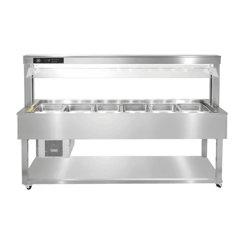 Insulă frigorifică pentru expunere alimente GN 6-1/1 - 200 mm, Inox