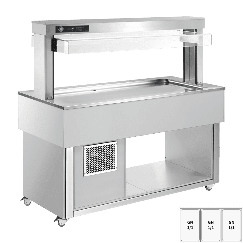 Insulă frigorifică pentru expunere alimente GN 3-1/1 - 30 mm, RAL