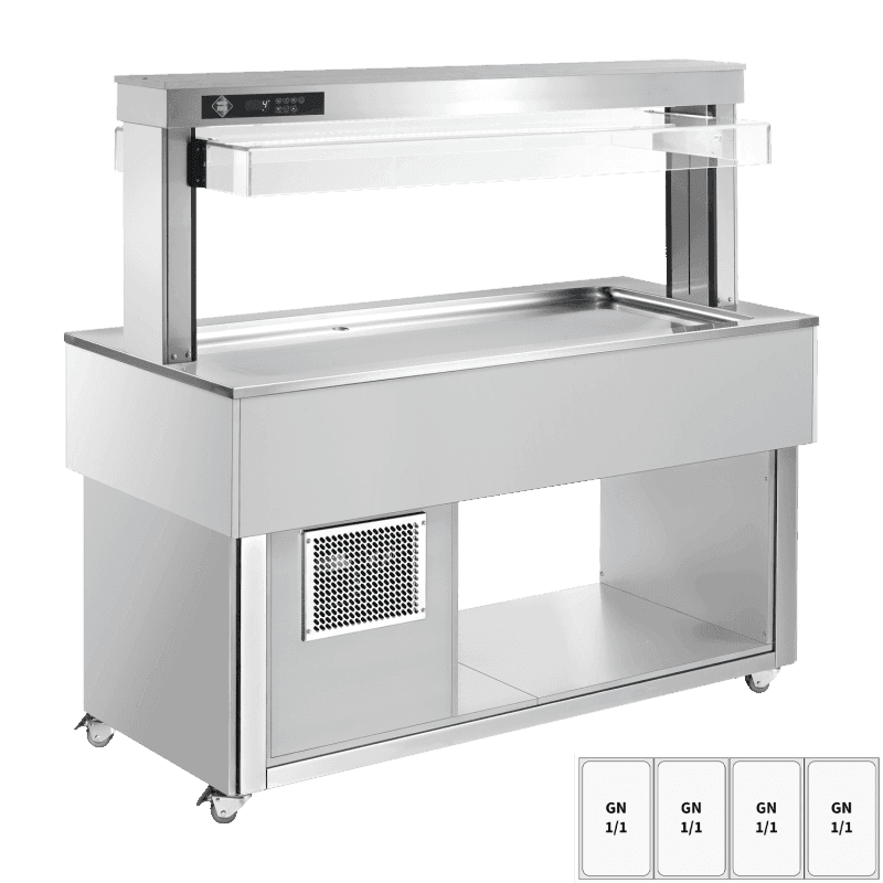Insulă frigorifică pentru expunere alimente GN 4-1/1 - 30 mm, RAL
