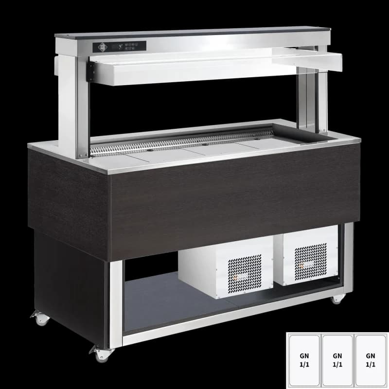 Insulă frigorifică pentru expunere alimente, reglabilă GN 3-1/1 Wenge
