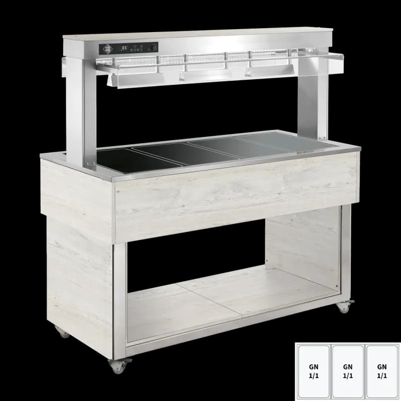 Insulă de prezentare alimente încălzită, plită ceramică din sticlă GN 3-1/1 Hemlock
