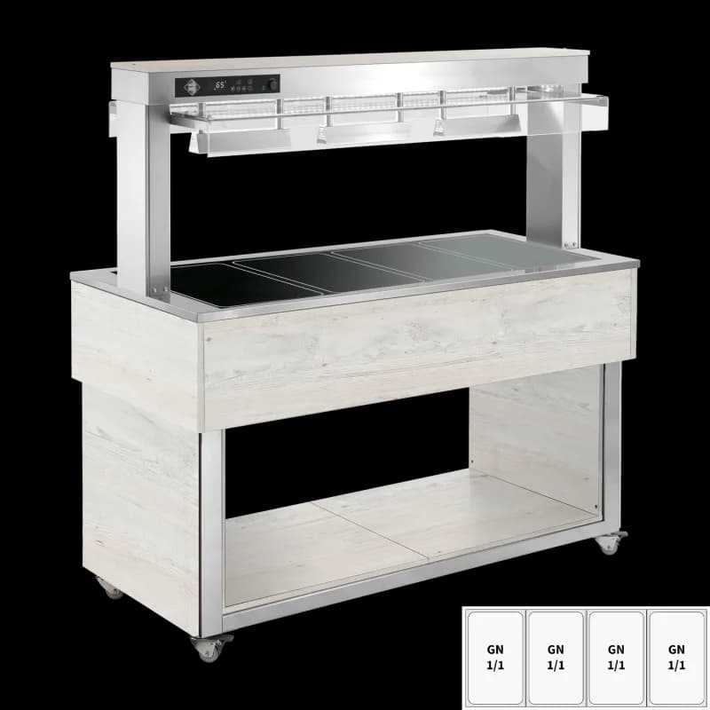 Insulă de prezentare alimente încălzită, plită ceramică din sticlă GN 4-1/1 Hemlock