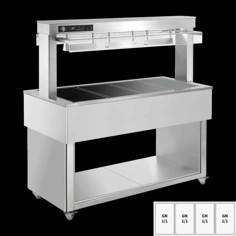 Insulă de prezentare alimente încălzită, plită ceramică din sticlă GN 4-1/1 RAL