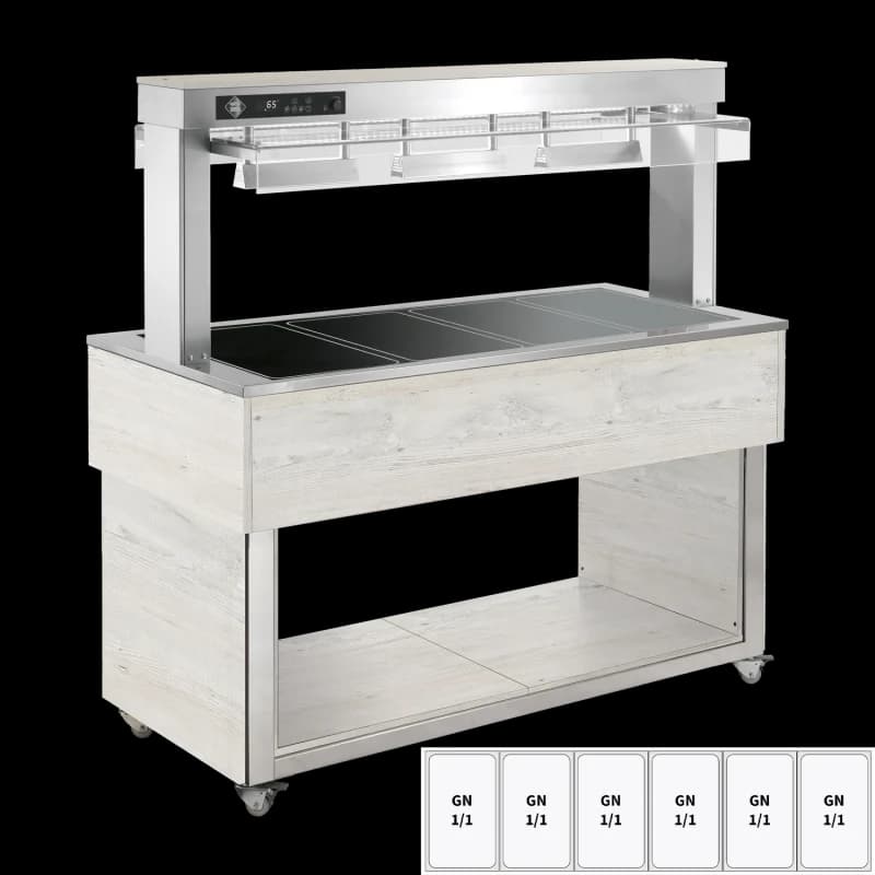 Insulă încălzită pentru expunere alimente, sticlă ceramică GN 6-1/1 Hemlock