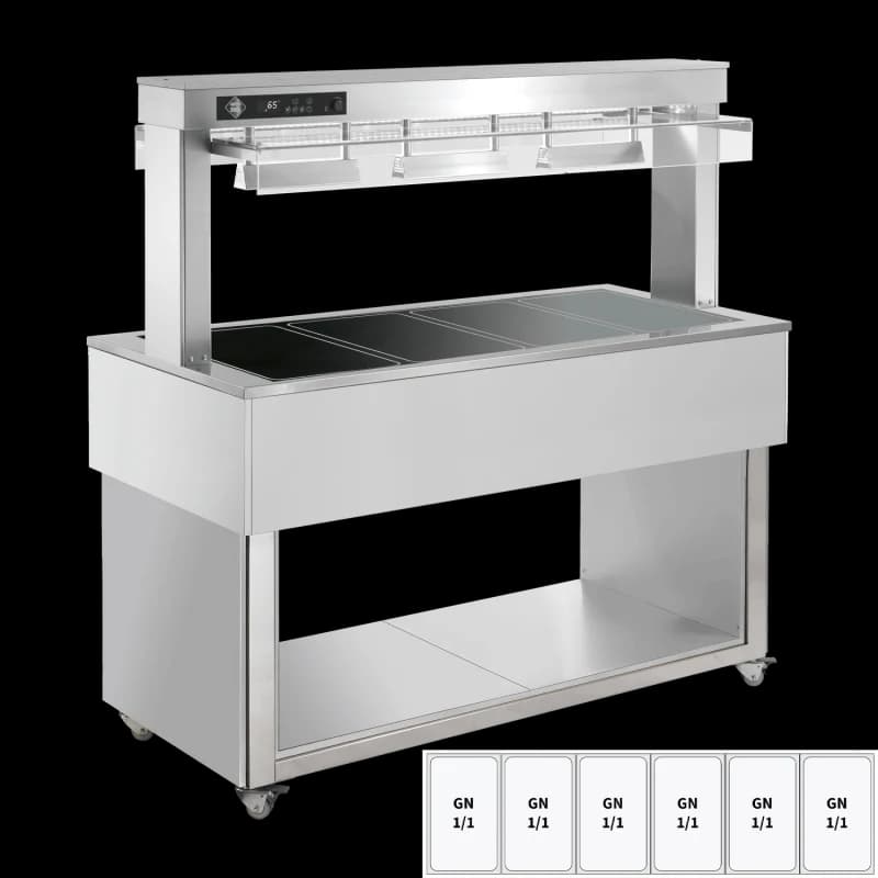 Insulă de prezentare alimente încălzită, plită ceramică din sticlă GN 6-1/1 RAL