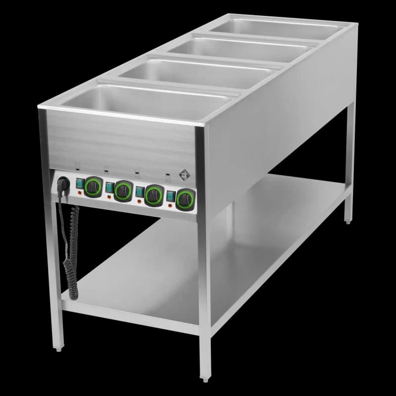 Bain marie staționar electric GN 4-1/1 controlere pe latura scurtă cu raft