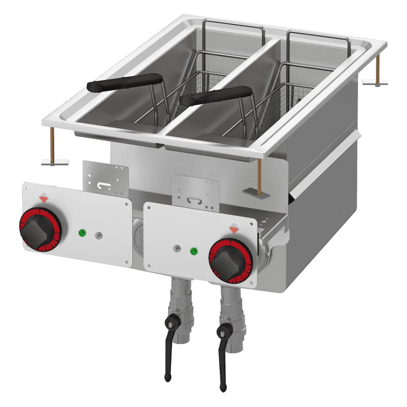 Friteuză electrică încorporabilă 2 coșuri 0,75 kW/l, 8+8 l 400 V