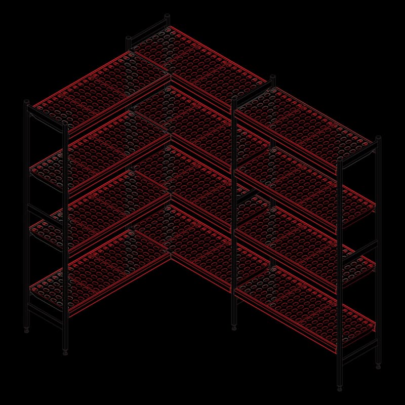Raft din aluminiu cu grile din polietilenă complet 475x798 mm