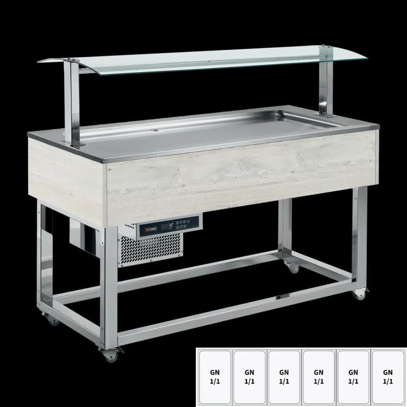 Vitrină insulă refrigerată GN 6-1/1 Hemlock