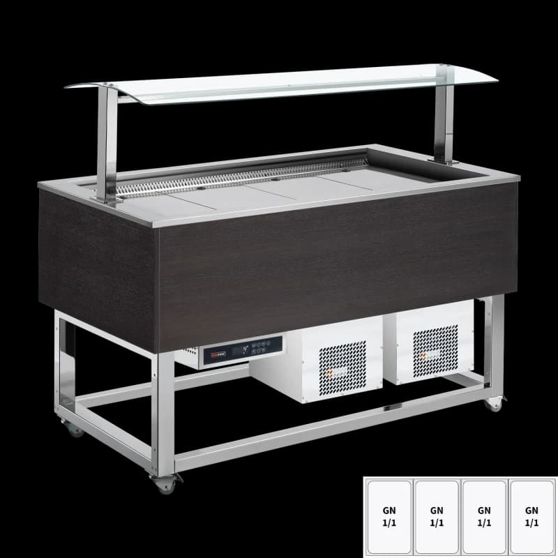 Vitrină insulă refrigerată GN 4-1/1 Wenge