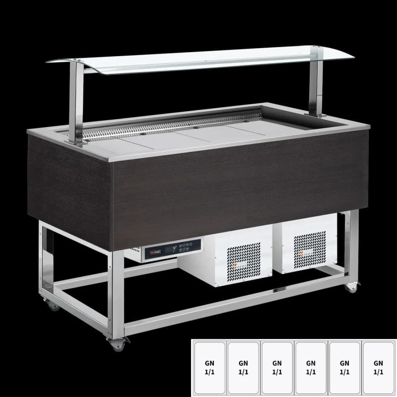 Vitrină insulă refrigerată GN 6-1/1 Wenge