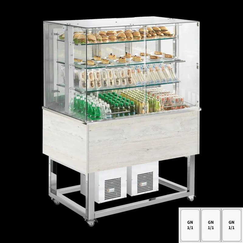 Vitrină refrigerată GN 3-1/1 capac inferior, deschidere în sus, Hemlock