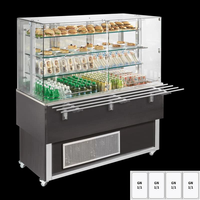 Vitrină refrigerată GN 4-1/1 capac inferior, deschidere în sus, Wenge