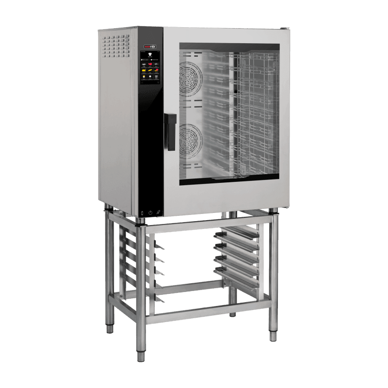 Cuptor cu convecție electric versiune întărită Abur direct Ecran tactil color Ușă cu balamale dreapta 10x GN 1/1