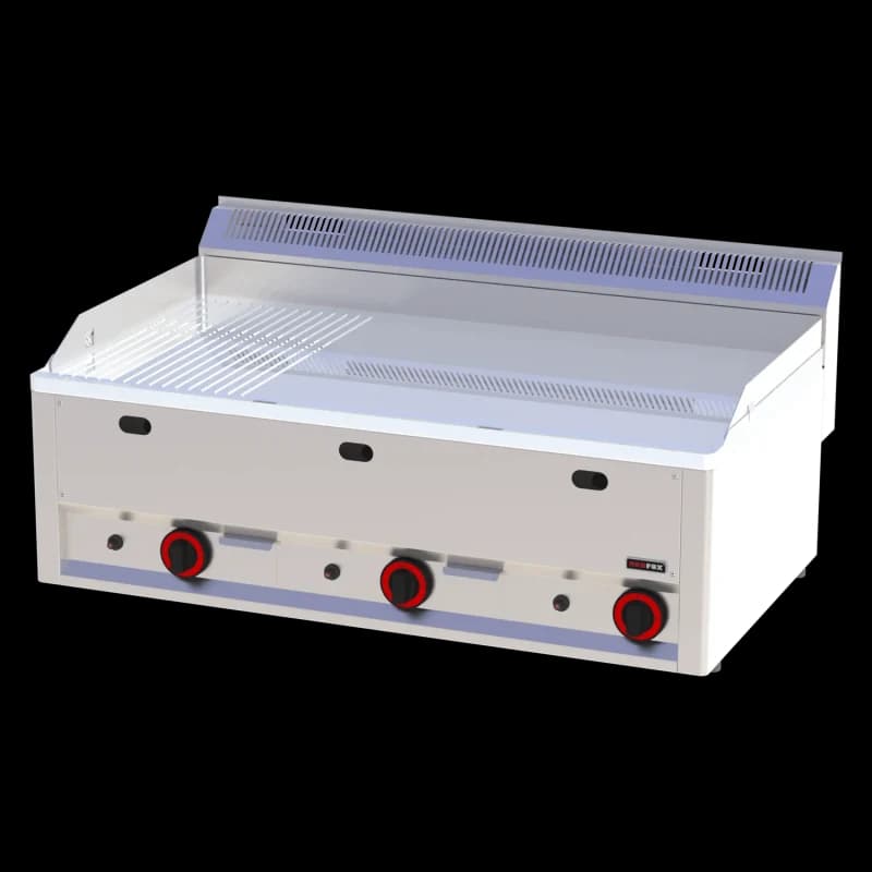 Plită 97x48 gaz cromată combinată fără dulap