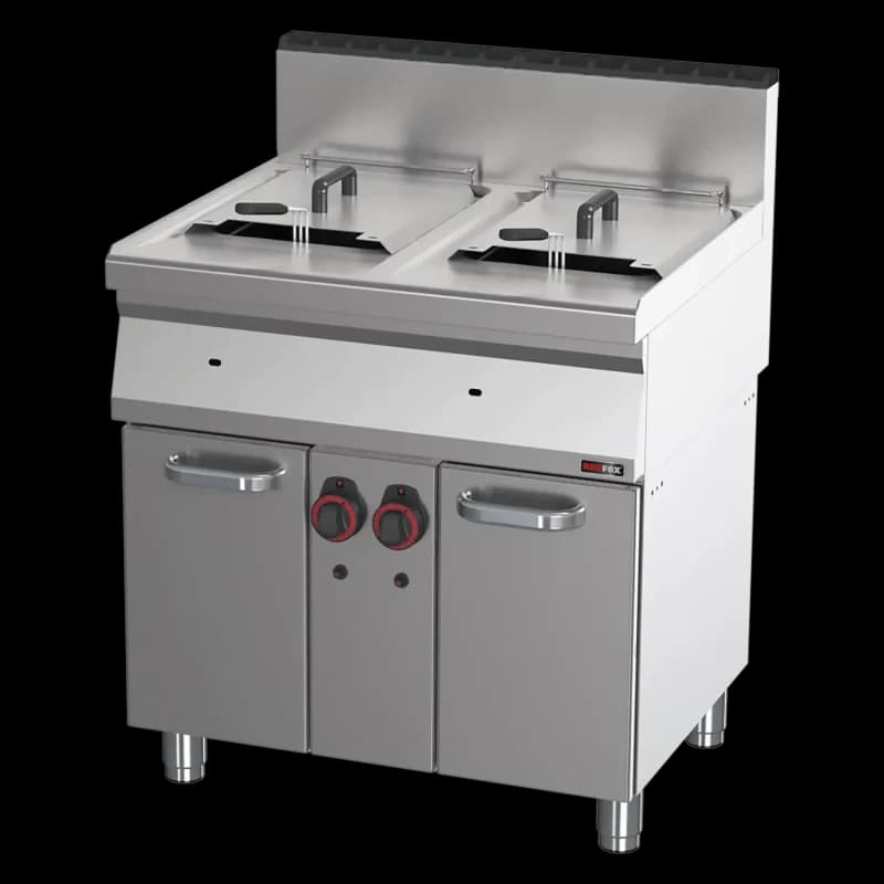 Friteuză pe gaz 2 coșuri 0,8 kW/l, 15+15 l pe dulap