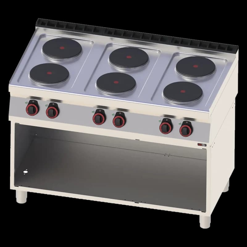Mașină de gătit electrică 6x plită pe dulap deschis 400 V