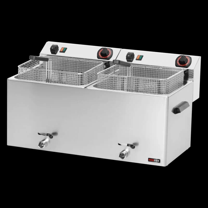 Friteuză electrică 2 coșuri 0,74 kW/l, 11+11 l blat robinet scurgere 400 V