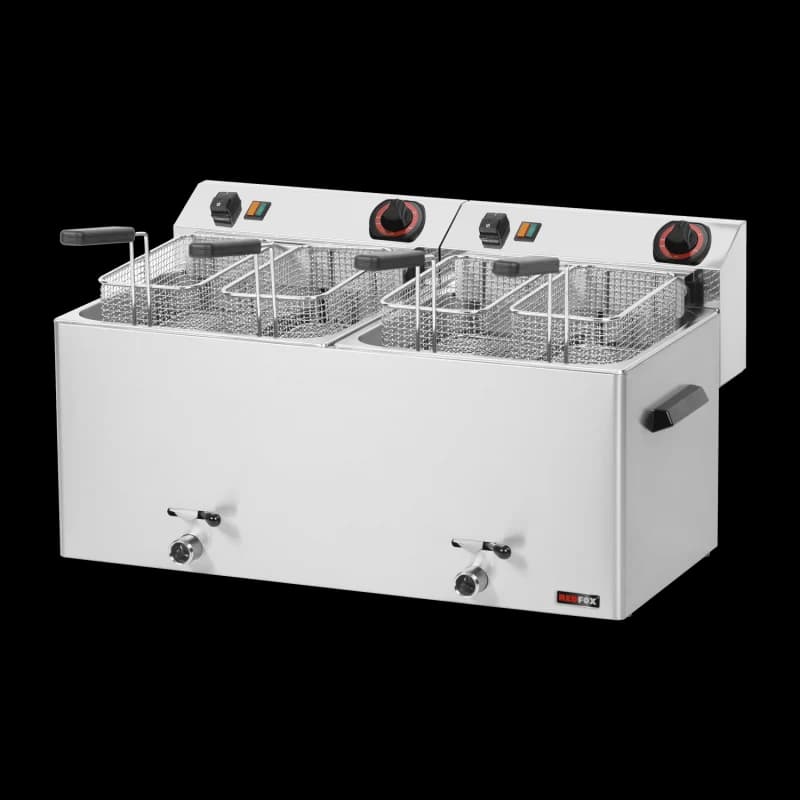 Friteuză electrică dublă 0,74 kW/l, 11+11 l blat cu scurgere 400 V